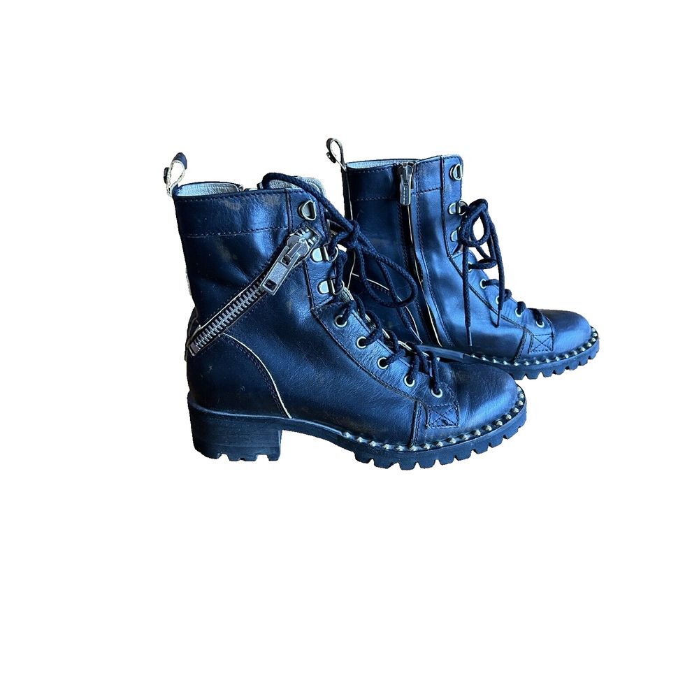 Dkode Soul Rockstud‎ leather combat Ankle boots Women's Size 36 Black Stud